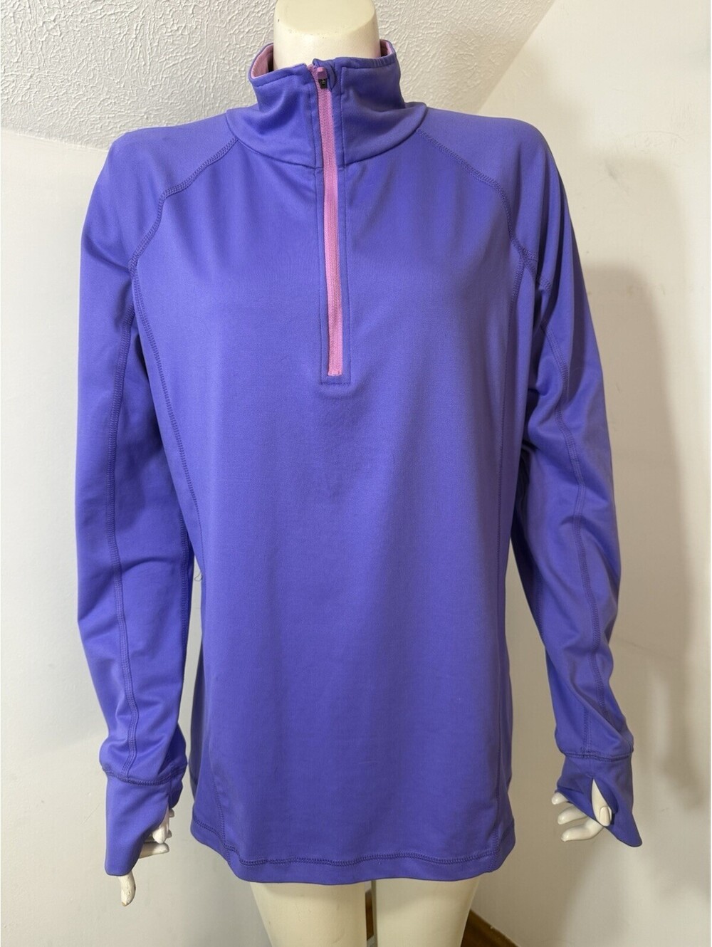 Tek Gear Womens XL 1/4 Zip Pullover Jacket Purple Pink Thumbholes